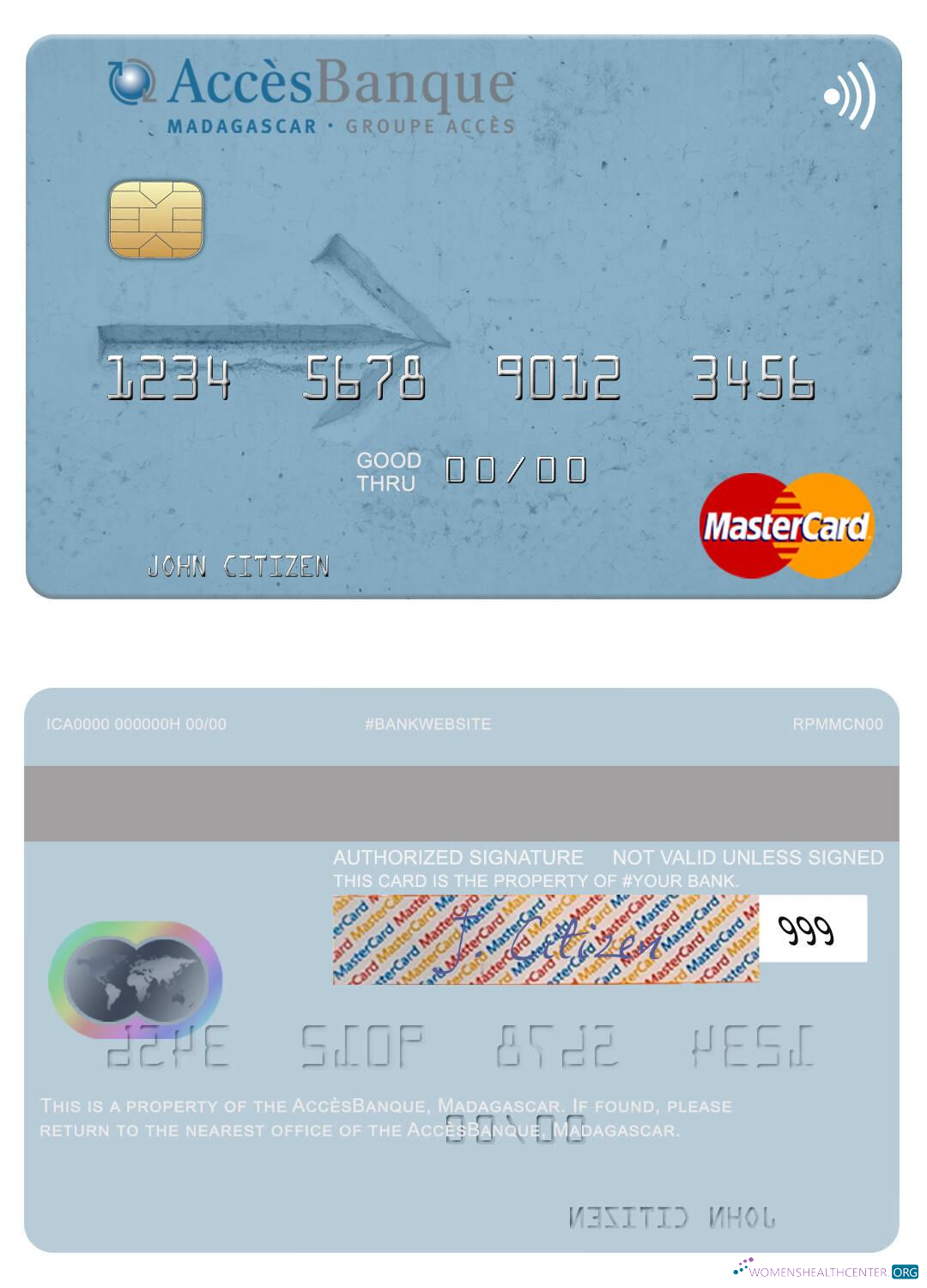 Download Madagascar AccèsBanque mastercard Photoshop template